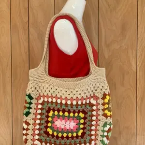 Handmade Crochet Granny Square Bag - Vintage Charm Tote for Everyday Use - Soft Sturdy Spacious Design - Perfect Gift or Self-Use