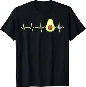 100% Cotton Avocado Heartbeat Guacamole Avocados Eater Lover T-Shirt