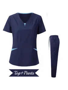 Unisex Quick Dry Scrubs Short Sleeve Nurse Doctor Work Uniform Clinic Daily Commute Set