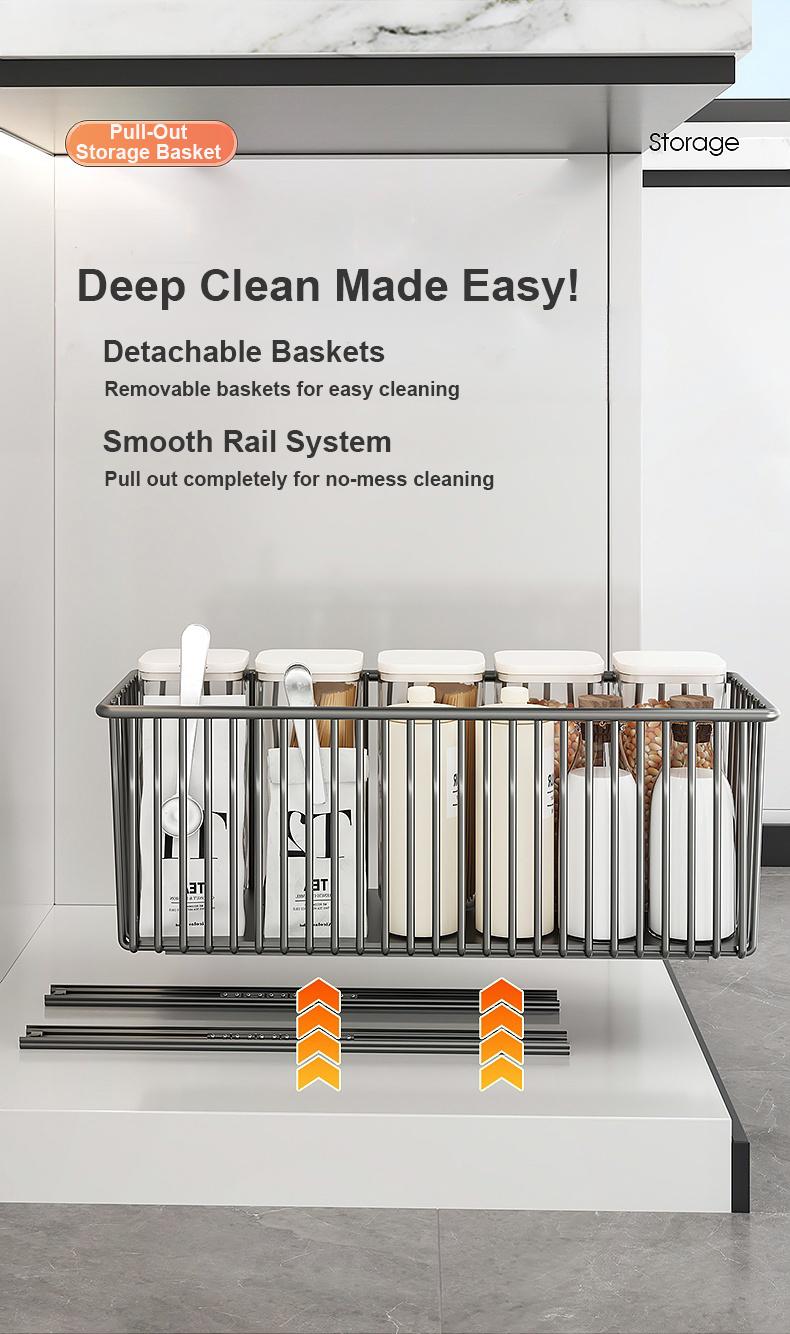 Pull Out Cabinet Organizer, Under Sink Sliding Storage Drawer for Kitchen & Bathroom, 2-Tier Space Saving Wire Basket, Heavy Duty Pantry Organization