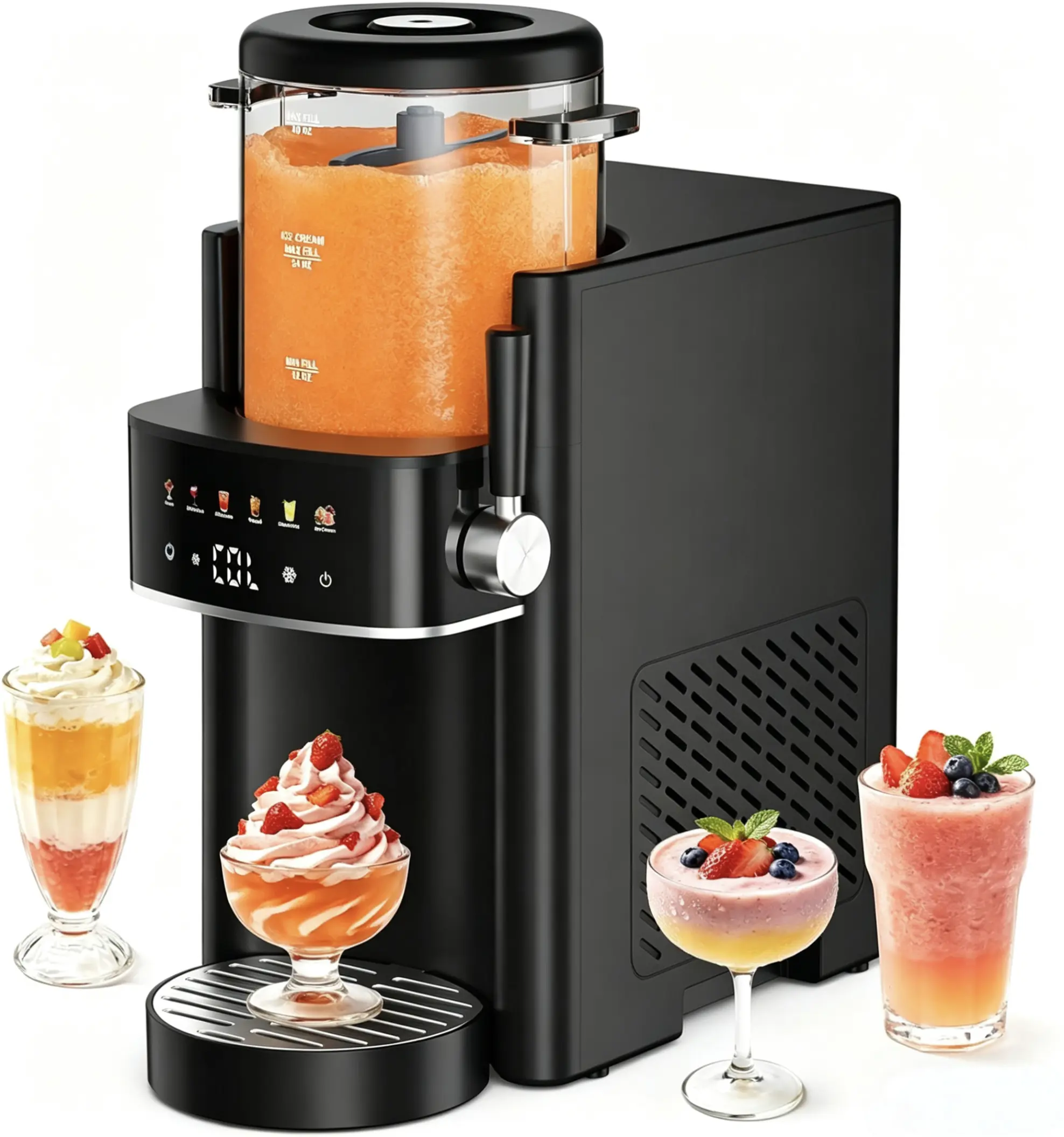 6-in-1 Ice Cream Maker, Slushie Machine and Margarita Machine, No Ice Needed Rapid Chill Slushy Maker for Home, 6 preset mode, Self-Freezing, automatic cleaning, Frozen Drinks, Frappe, Smoothie, gifts, parties,sohochic,stockup