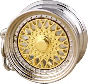 Creative Hot Auto Part Model Wheel Rim Tyre Keychain Keyring Key Chain Ring Keyfob(Gold)