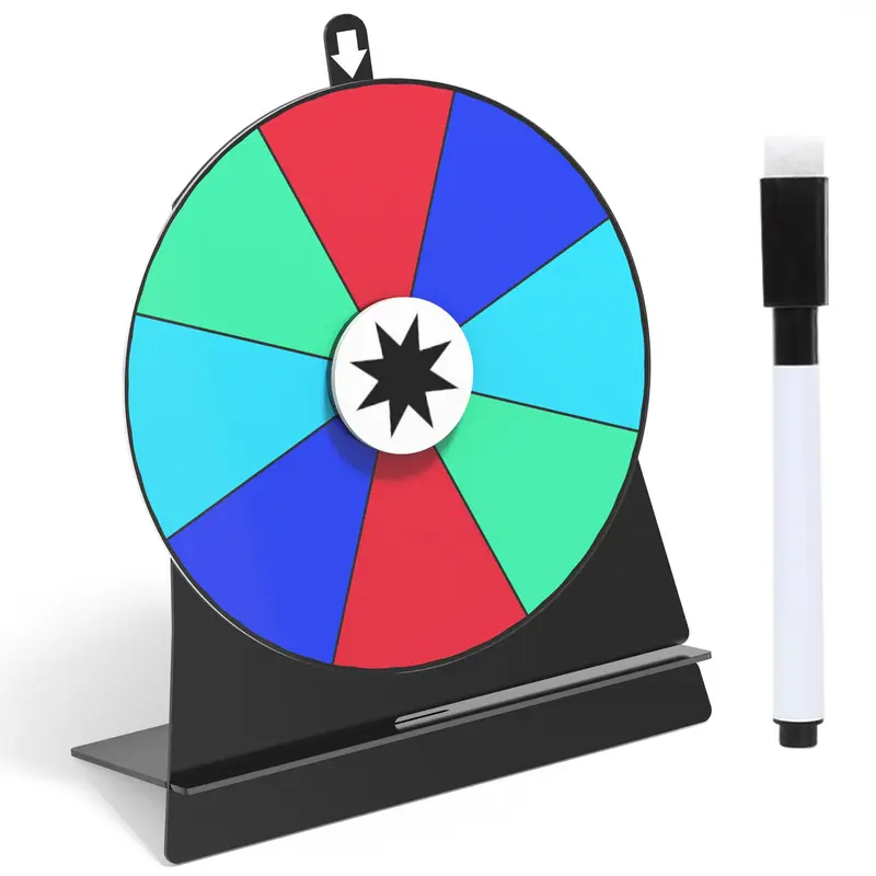 6 Inch Prize Wheel-Spinning Wheel for Prizes - 8 Slots Color Tabletop Roulette Spinner of Fortune Spin The with Dry Erase Marker for Fortune Spinning Game Carnival & Tradeshow