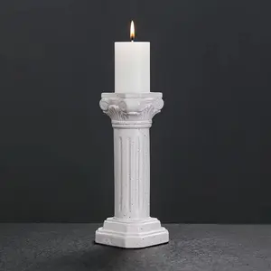 1pc Elegant Ceramic Roman Column Candle Holders - Perfect for Christmas, Home Decor & Dinner Table Decor Party Decor (Candles Not Included)