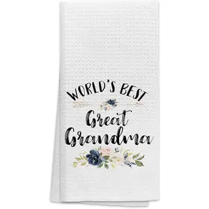 World’s Best Great Grandma Floral Absorbent Kitchen Towels Dish Towels Dish Cloth,Grandma Mother's Day Hand Towels Tea Towel for Bathroom Kitchen Decor,Grandma Gifts