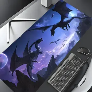 Dragon Pattern Mouse Pad, Large Gaming Mouse Pad, Aesthetic Desktop Decoration Protective Pad, Non-slip Rubber Pad, Multi-size Mousepad for Laptop, Desktop Computer Games, Gaming Desk Accessory