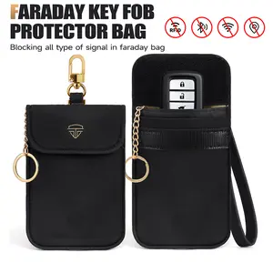Awapow Signal Blocking Faraday Bag Mobile Phone Anti Theft Shielding Bag RFID Car Key Protection Storage Case Car Accessories