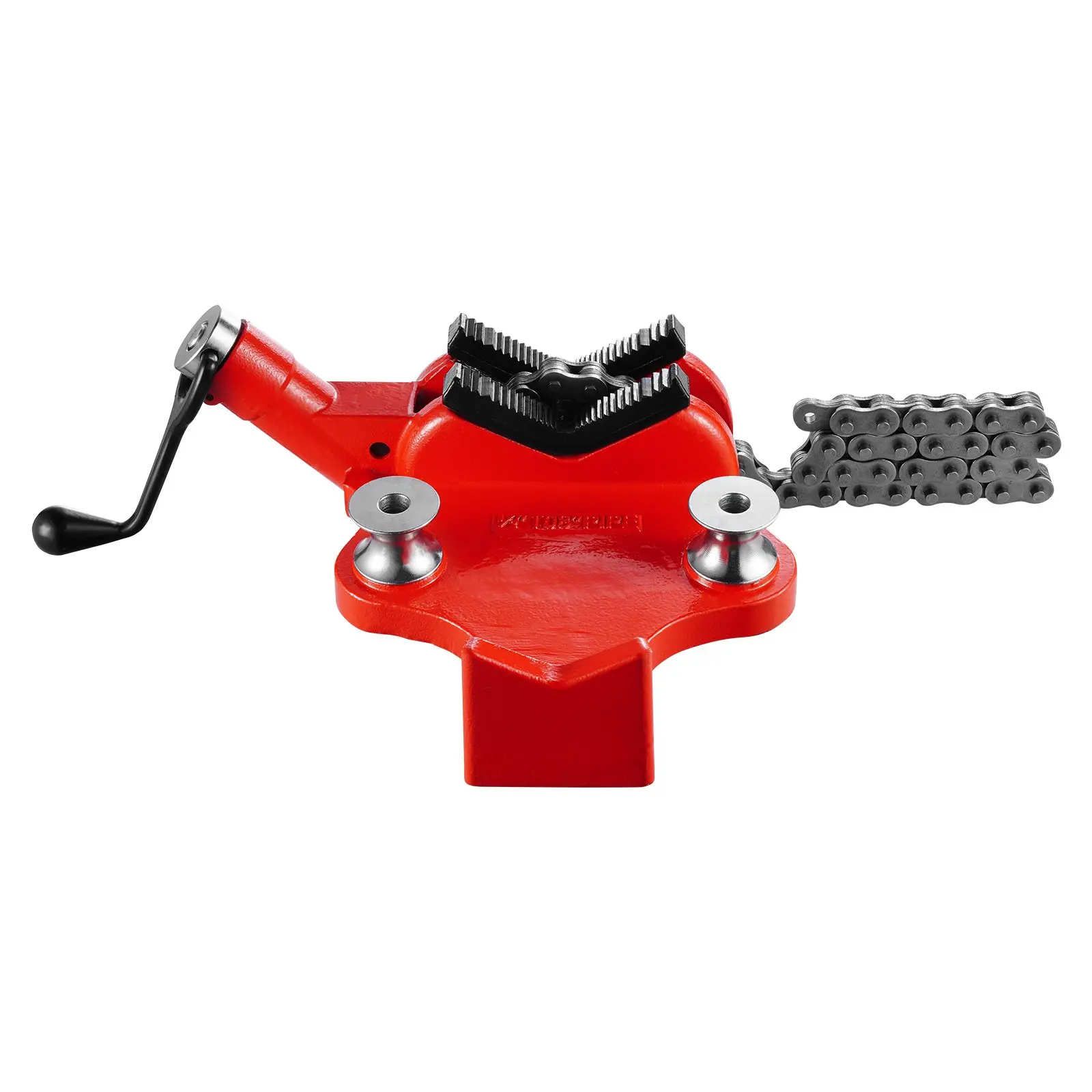 VEVOR Heavy-Duty Pipe Chain Vise, 1/2-8inch Pipe Capacity, 34.6in Rugged Chain, Cast Iron Base, Anti-Slip Detachable Jaws, Ergonomic Crank Handle, for Metalworking, Automotive Repairs, Garages