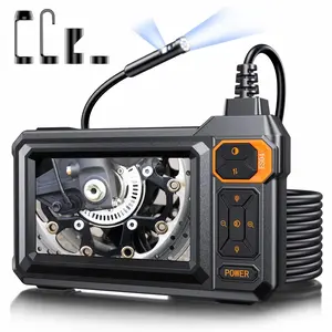 FFXET 4.3'' Dual-Lens Endoscope Camera with Light, 4.3 Inches IPS 1080P HD Inspection Camera, 8 Adjustable LEDs, 16.4ft Semi-Rigid Snake Cable, IP67 Waterproof Borescope for Automotive, HVAC, Car Repair Tools