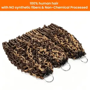 Bling Hair Highlight Colored Feather Crochet Hair 4/27 Colored Burmese Curly Pre Looped Pre Separated Knotless Crochet Human Hair For Woman