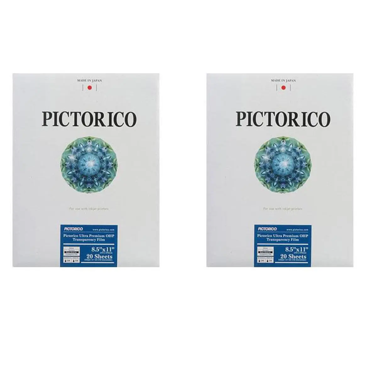 Pictorico TPS100 Series Ultra Premium Inkjet Overhead Projector Transparency Film, 184gsm Thick, High UV Density, 5.7 mil, 8.5x11 in, 20 Sheets (2 Pack), Graphic Artists