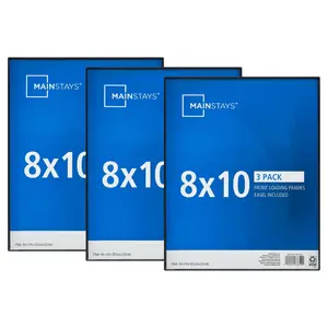 8x10 Front Loading Basic Tabletop Picture Frame Set, Black, Pack of 3