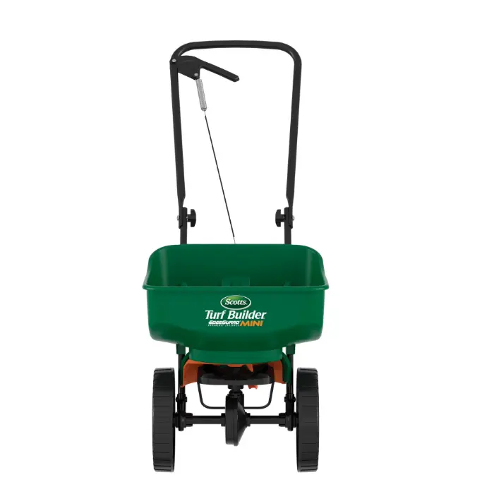 Scotts Turf Builder EdgeGuard Mini Broadcast Spreader for Grass Seed, Fertilizer, Salt, Ice Melt