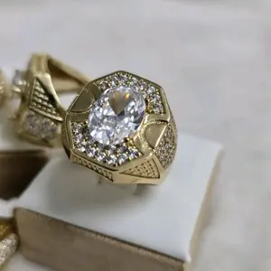 # 0136 Anillos para caballeros adiamantado oro laminado 14k Alta calidad