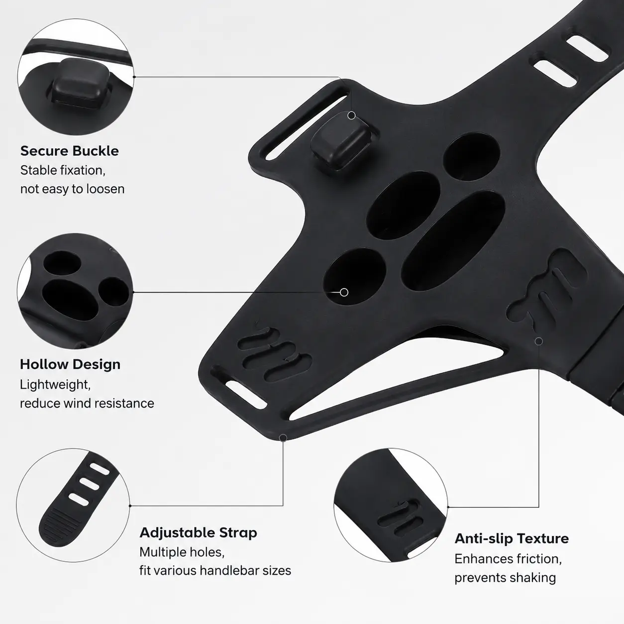 1 Piece Silicone Bicycle Phone Holder, Adjustable Buckle Design, Shock Absorbing, Fits 4-6.7 Inch Phones for Cycling Navigation Use, Bike Accessories, Soft Silicone