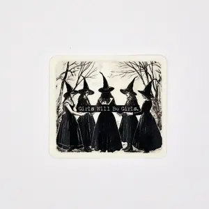 Girls Will Be Girls Vintage Witchy Vinyl Sticker 3" Inches Die-Cut for Journals Water Bottles Laptops Tumblers and Witchy Gifts