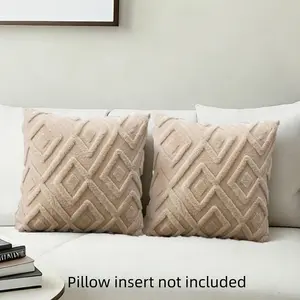 2PCS snowflake velvet diamond check pillow case, comfortable soft diamond check solid color pillow case, suitable for office sofa decoration, headboard cushion, Home Textile (excluding pillow core)