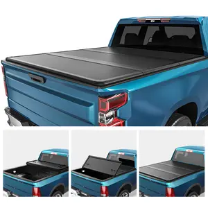 5.8 Feet Bed FRP Hard Tri-fold Truck Bed Tonneau Cover Compatible with 2019-2025 Chevy Silverado 1500/GMC Sierra 1500 New Body Style, w/o Multi-Flex Tailgate