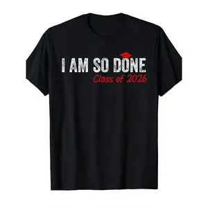 2026 Graduation Class of 2026 Grad T-shirt | Unisex, Pure Casual Crew Neck Outdoor Short-sleeved T-shirt, Suitable for Graduation Season, School Parties, All-season Wear, Sizes S-xxxl