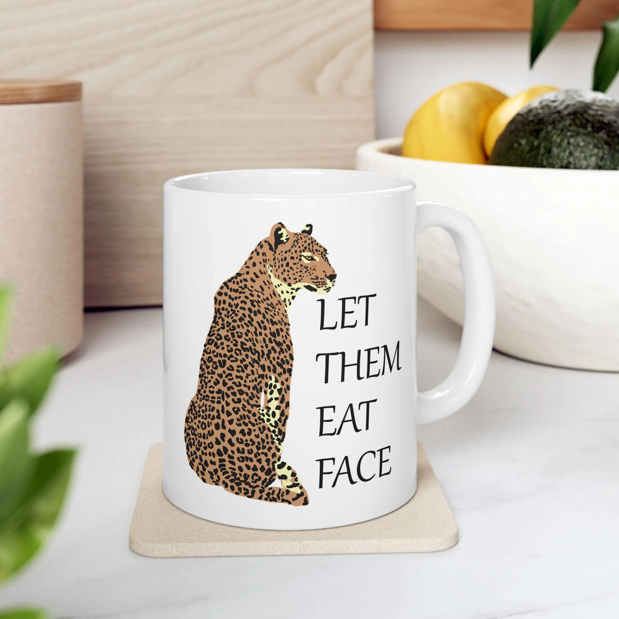 [ SALE UP TO 50% ] Let Them Eat Face Leopard Mug, Anti-Maga Trump, Anti Republican, Political Leopard Meme, Fuck Trump, Pro Democrat, Funny Meme Mug, FDT Mug