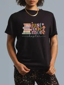 100% Cotton Just One More Chapter Floral Book Reading Teacher Bookworm T-Shirt