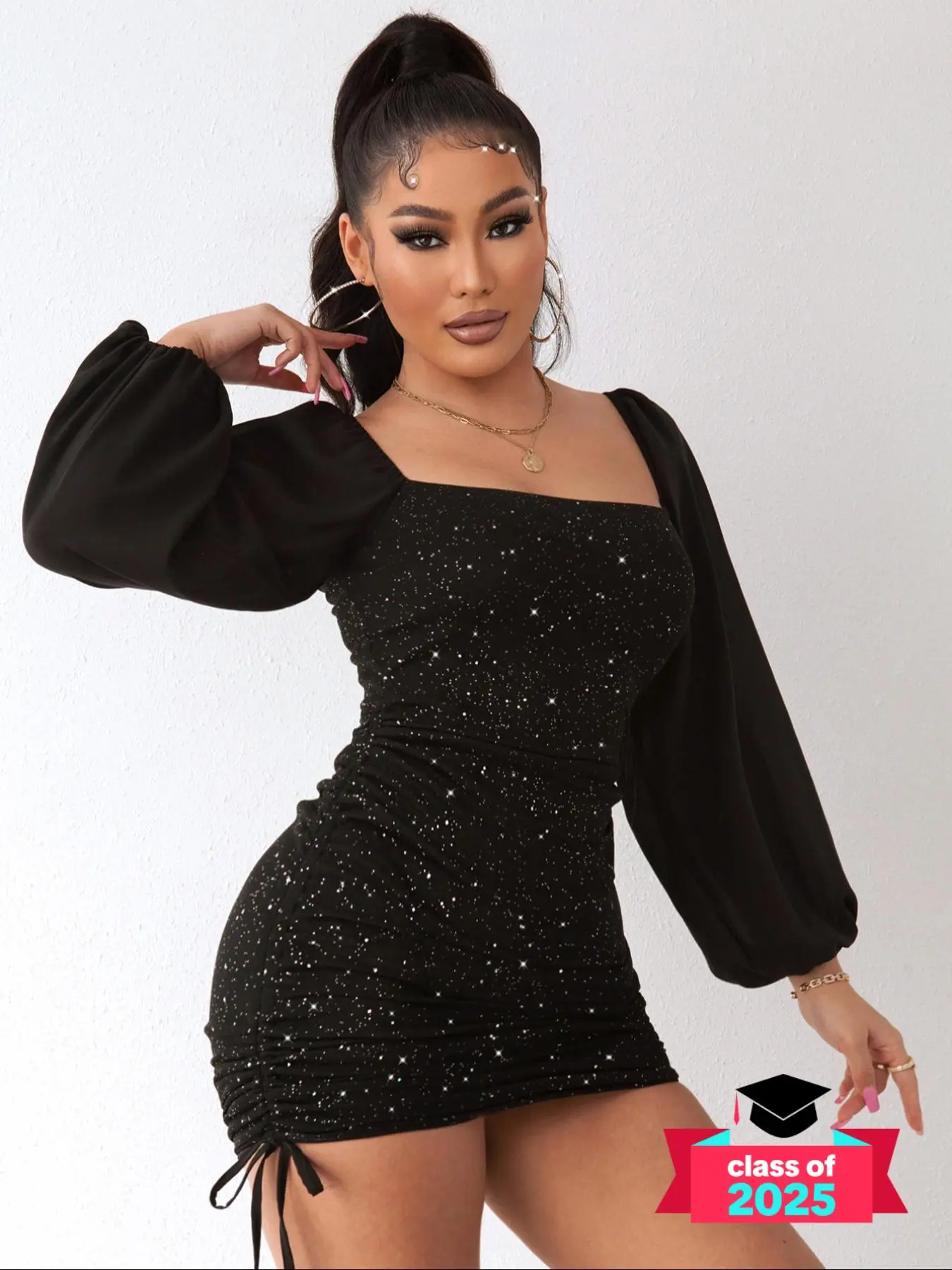 Women's Glitter Sequin Ruched Drawstring Bodycon Dress, Elegant Lantern Sleeve Square Neck Mini Dress for Party Club Dating Wear, Ladies Spring & Fall Clothes, Womenswear - TikTok Shop Women's Glitter Sequin Ruched Drawstring Bodycon Dress, Elegant Lantern Sleeve Square Neck Mini Dress for Party Club Dating Wear, Ladies Spring & Fall Clothes, Womenswear - TikTok Shop