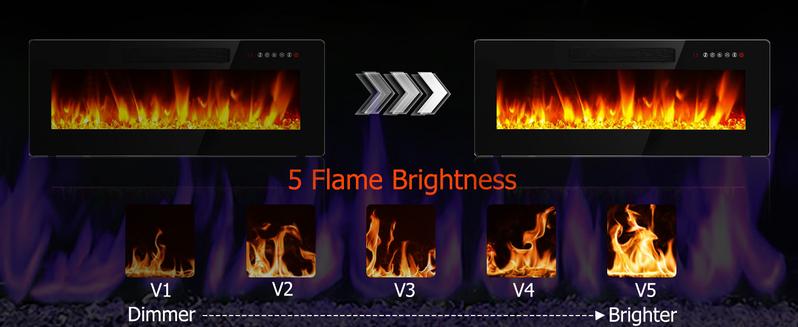 【2 Packages Shipping】PUKAMI Floating Fireplace TV Stand 70'' Wall Mounted Shelf, LED Light Entertainment Center and Storage, Modern Wood Media TV Console with Highlight Cabinet for Living Room