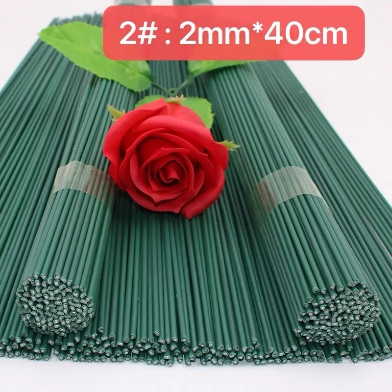 Flower pole green flower hook handmade flower pole iron flower wire mesh flower dried flower crochet wool coated iron stick fake flower branch Decora