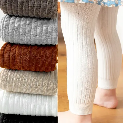 Solid Color Casual Knitted Leggings, Dancewear Fit Footed Pants, All-Season Wear with Ribbed Details, 6 Piece Set, Tights Stretch Set