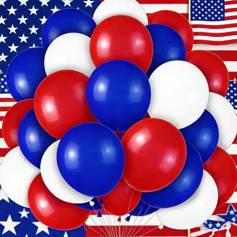 A Pack of 76 Red, White, And Blue Balloons for a July 4Th Independence Day Themed Party, Suitable for Birthdays, Graduations, Independence Day Celebrations, Anniversaries, And New Year Holiday Decorations