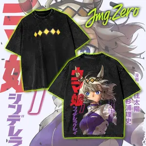 OGURI CAP UMA MUSUME CINDERELLA GRAY V1 LIMITED DESIGN Graphic Tee Double-Sided Print Vintage Washed Hoodie T-Shirt & Sweatshirt Oversized Crewneck Heavyweight Cotton Manga Anime Merch Unisex