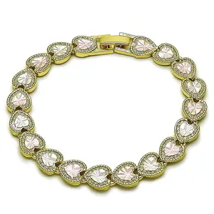 Gold filled tricolor heart design tennis bracelet