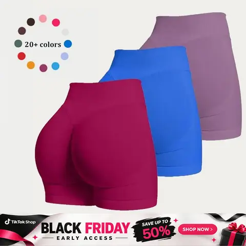 DEEFY Impact Shorts Gymwear Women Yoga Fitness Gym Sportswear Workout Hidden Scrunch Butt Lifting 4.5" Seamless Shorts