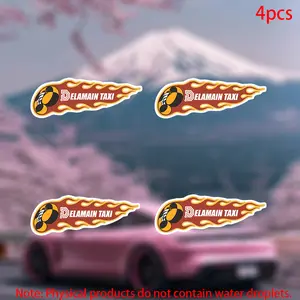 4pcs-Crazy Delamain Taxi Sticker-Car stickers for doors, windows, laptops, luggage, furniture and bumpers-durable adhesive vinyl material