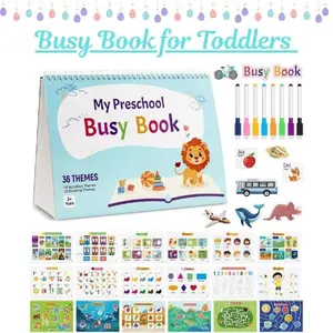 Montessori Busy Book for Toddlers, 36-Themed Preschool Learning Activities, Sensory Toys for Ages 3+, Travel Support, Xmas/Birthday Gift for Kids
