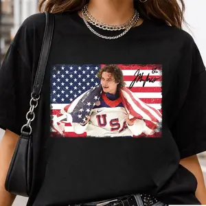 Jack Hughes Usa Hockey Graphic Youth Tee, Patriotic American Hockey Pride T-Shirt for Men, Women and Kids