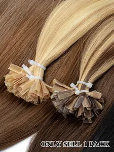 50pcs/pack Human Hair Fusion K Tip Seamless Invisible Natural Straight Long Hair Extensions 12-20 Inches Real Human Hair Keratin Tip Hair