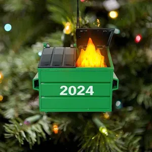 Dumpster Fire Personalized Ornament 2024, Christmas Tree Ornament, Xmas Decoration, Funny Ornament, Christmas Gifts