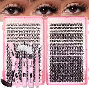 Large Capacity Eyelash Cluster Set 30D & 40D Natural Long Curly Lashes, DIY Extension Kit for Beginners, Multiple Lengths, Includes Glue and Tweezers, False Eyelash Set