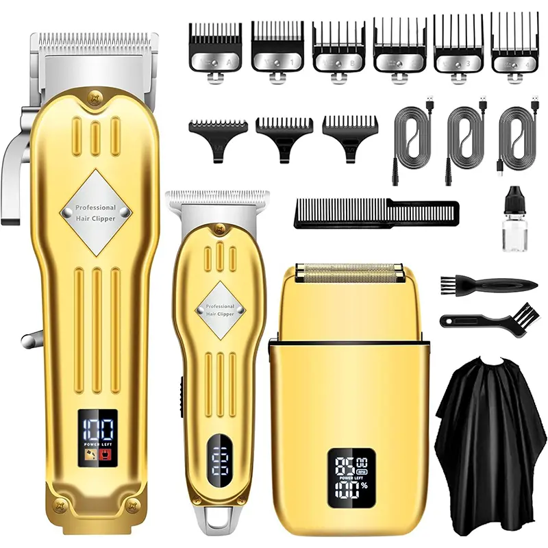 AMULISS Hair Clippers Professional Cordless for Men, Beard Trimmer Hair Trimmer Electric Foil Shavers Razor Kit, Rechargeable Hair Cut Machines Men's Beard Grooming Kit for Home, Barber halloween gift LCD Display 3  in 1