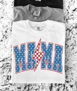 Comfort Colors Patriotic Mama Shirt, 4th of July Mama T-Shirt, Comfort Colors USA Shirt, 4th of July shirt, floral USA tee - LORA ATCHER