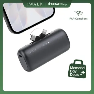 USB Portable Power Bank, 5000mAh 2-in-1 USB-C&Lightning Compact Charger, 15W Adaptive Fast Charging, 9 Safety Layers Protection, 2-Port Plug-Connector Rechargeable, for iPhone, Smartphone, Cellphone & Electronics Accessories,summervibes tiktokshopspringgl