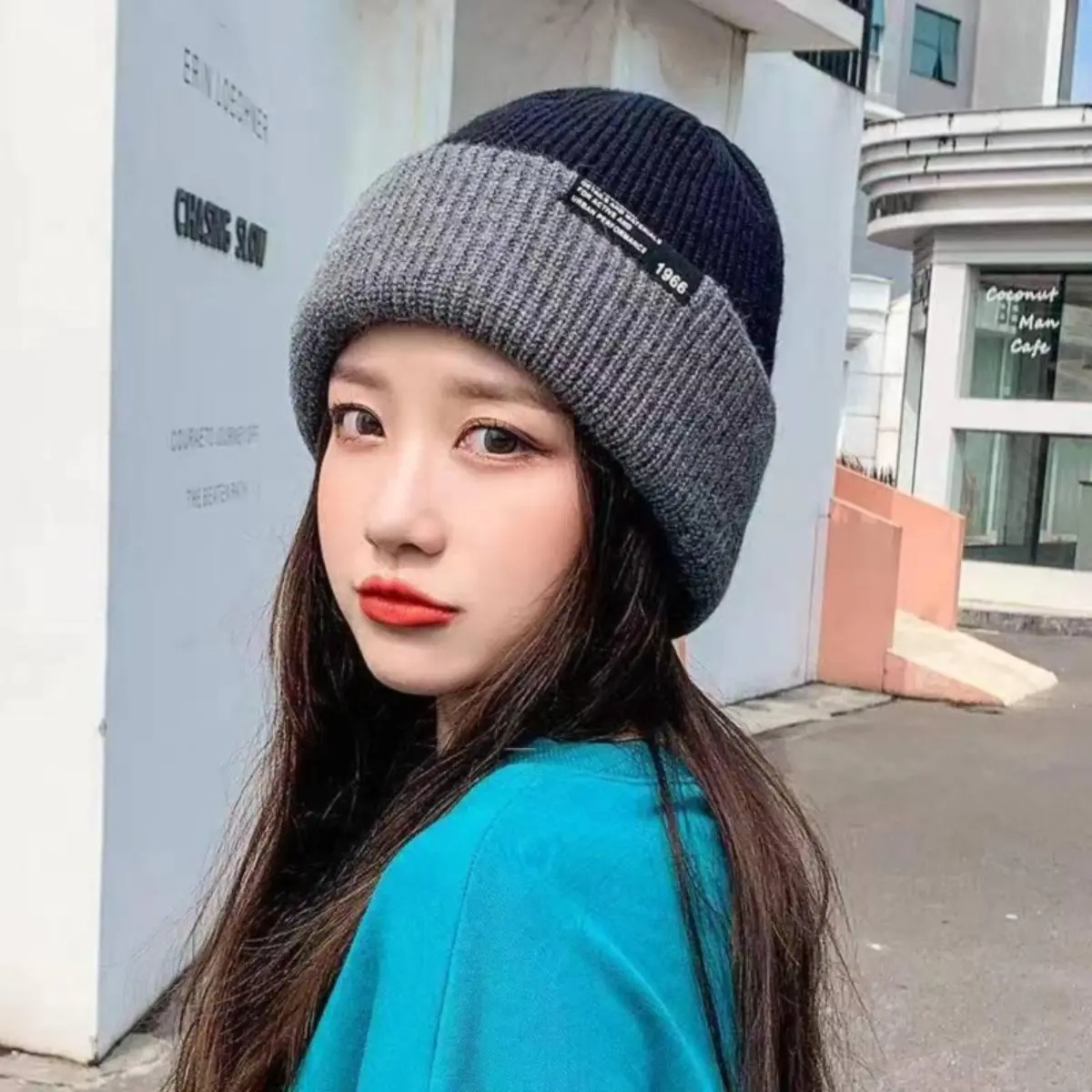 Reversible Beanie Two Sides Wear Thick Knit Slouchy Oversized Winter Hat Unisex for Men Women Cold Weather Gift