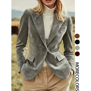 New Fall–Winter Corduroy Blazer Jacket, Vintage Casual Elegant Lapel Women’s Coat, Stylish Outerwear for Ladies