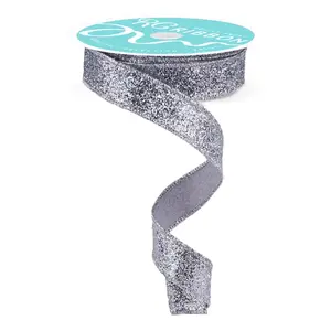 7/8" x 10yd Silver Laser Glitter Ribbon