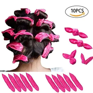 Heatless Curling Satin Flexi Rods HAIR ROLLERS - 10Pack for Volume & Salon Blowouts at Home Heatless Haircare Tools | Flexible Soft Heatless Hair Curler, Sleeping Hair Curler, Natural Curl and Wave Sleeping DIY Sponge Hair Styling Tool, Soft Hair Curlers