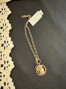 Playful Monkey Canvas Chain Necklace – Gold Finish Pendant  
