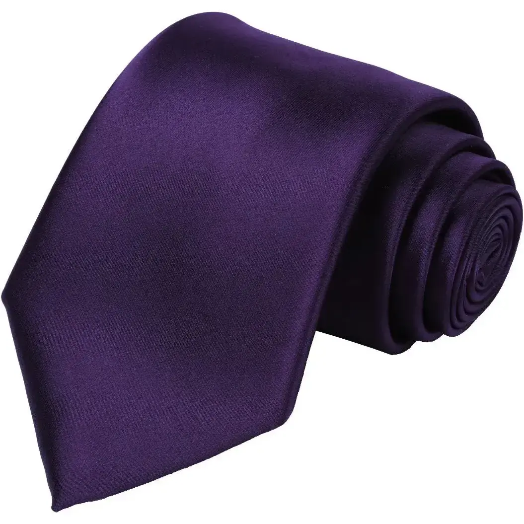 Men's Solid Satin Necktie, Elegant Jacquard Woven Microfiber for Business and Weddings - Glossy, Hand Finished, Machine Washable, Includes Gift Box, Male, Glossy Look