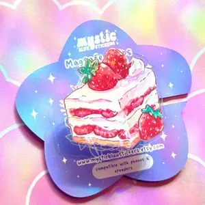 Mystic Bluystickerz Strawberry Shortcake Phone Grip with Magnetic Ring - Compact Durable MagSafe Grip for Smartphones & Cellphones - Cute Dessert Design