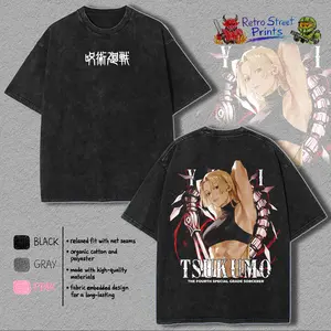 YUKI TSUKUMO VINTAGE TEE, Jujutsu Kaisen Anime Double Oversized Washed Tee Unisex Anime Lover Cotton Fabric men gifts i|k merch Tops Menswear
